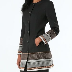 Bebe Women's Jacquard Car Coat, Black, Size S/P